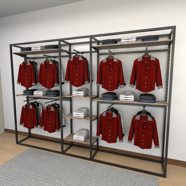 Closet Araras, Guarda Roupas Aberto Industrial Com 38 Peças P