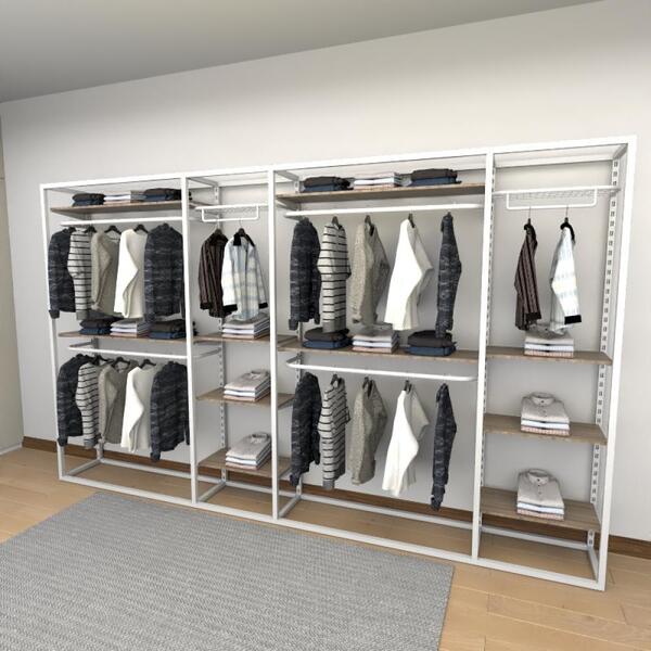 Closet Araras, Guarda Roupas Aberto Industrial Com 40 Peças B