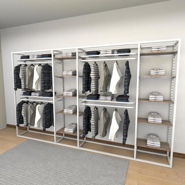 Closet Araras, Guarda Roupas Aberto Industrial Com 42 Peças B