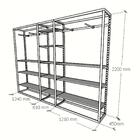 Closet Araras, Guarda Roupas Aberto Industrial Com 42 Peças B