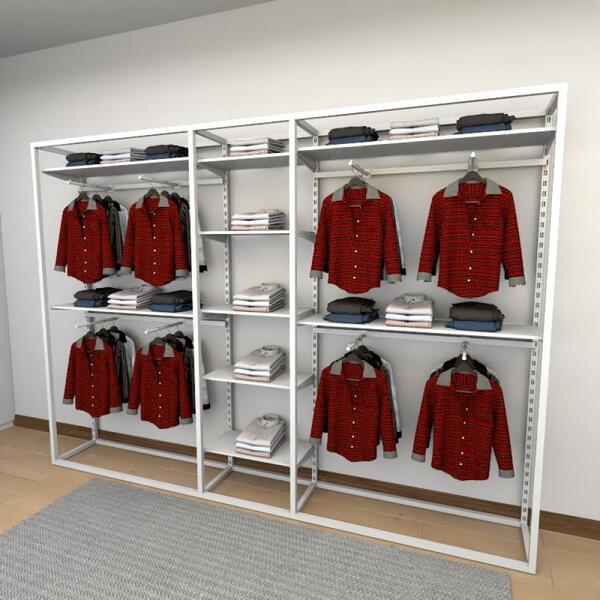 Closet Araras, Guarda Roupas Aberto Industrial Com 42 Peças B