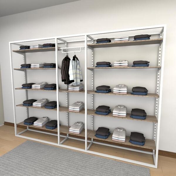 Closet Araras, Guarda Roupas Aberto Industrial Com 43 Peças B