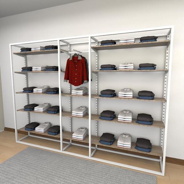 Closet Araras, Guarda Roupas Aberto Industrial Com 44 Peças B