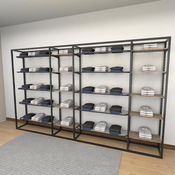 Closet Araras, Guarda Roupas Aberto Industrial Com 44 Peças P