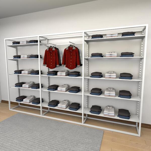 Closet Araras, Guarda Roupas Aberto Industrial Com 45 Peças B