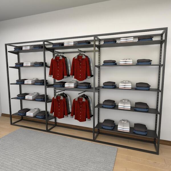 Closet Araras, Guarda Roupas Aberto Industrial Com 45 Peças P