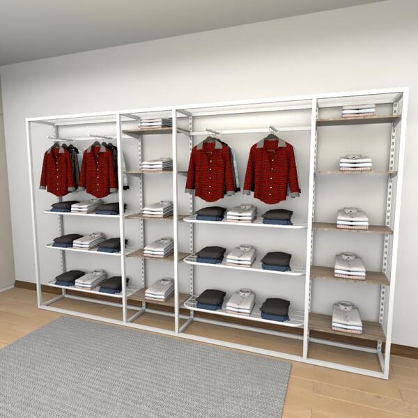 Closet Araras, Guarda Roupas Aberto Industrial Com 46 Peças B