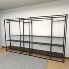 Closet Araras, Guarda Roupas Aberto Industrial Com 46 Peças P