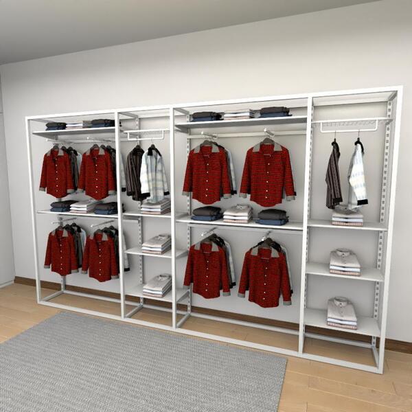 Closet Araras, Guarda Roupas Aberto Industrial Com 48 Peças B