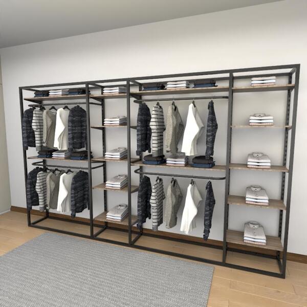 Closet Araras, Guarda Roupas Aberto Industrial Com 50 Peças P