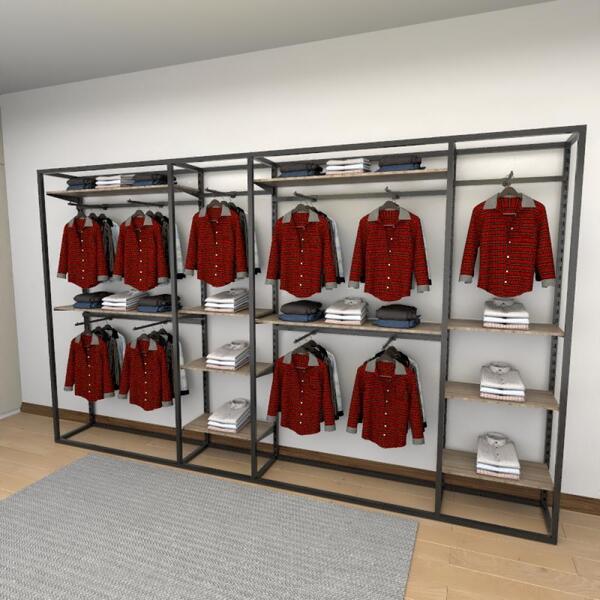 Closet Araras, Guarda Roupas Aberto Industrial Com 52 Peças P