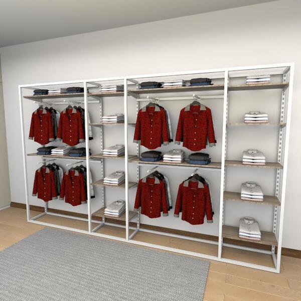 Closet Araras, Guarda Roupas Aberto Industrial Com 58 Peças B