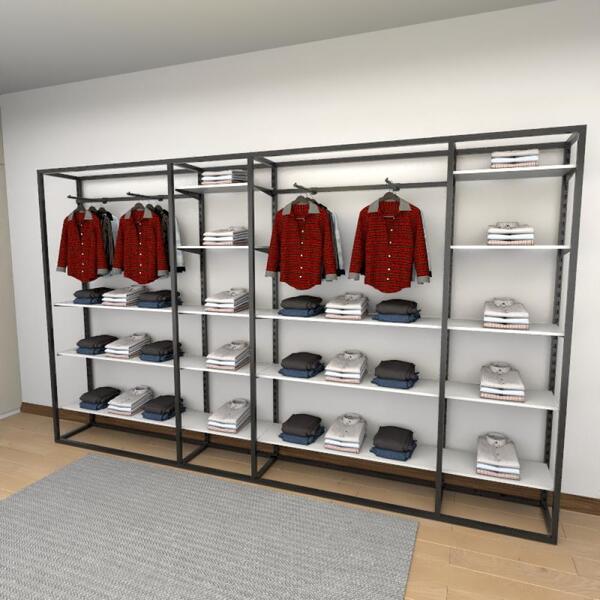 Closet Araras, Guarda Roupas Aberto Industrial Com 58 Peças B