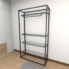 Closet Araras, Guarda Roupas Aberto Industrial Com 5 Peças Pr