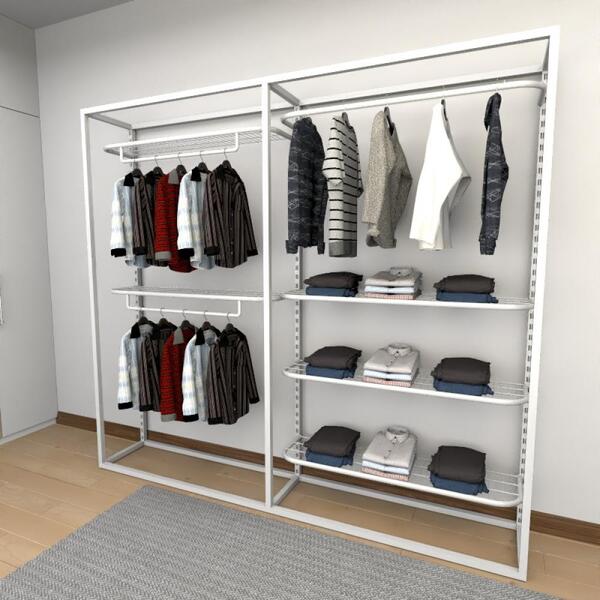 Closet Araras, Guarda Roupas Aberto Industrial Com 8 Peças Br