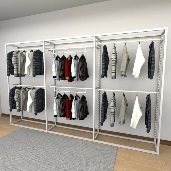 Closet Araras, Guarda Roupas Aberto Industrial Com 9 Peças Br