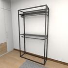 Closet Araras, Guarda Roupas Aberto Industrial Com 9 Peças Pr