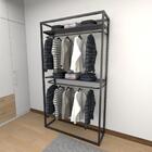 Closet Araras, Guarda Roupas Aberto Industrial Com 9 Peças Pr