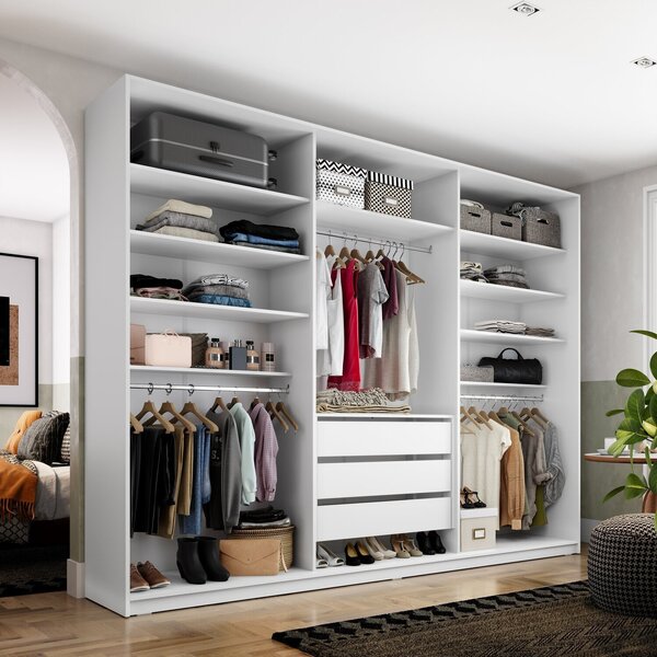 Closet Casal 100% Mdf Bp 237cm 3 Gavetas Monreale Branco