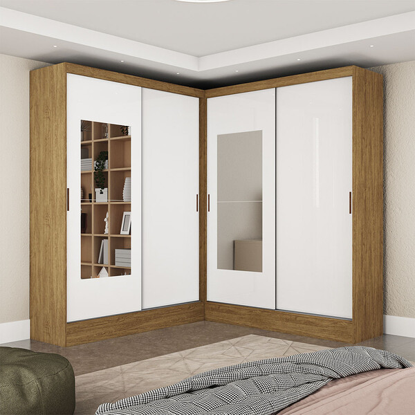 Closet Casal Duplo Belém 4 Portas Com Espelho 4 Gavetas Cario