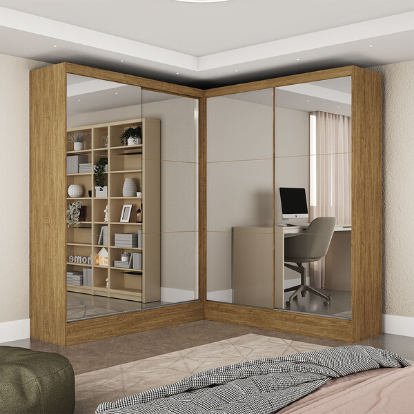 Closet Casal Duplo Belém 4 Portas Premium 4 Gavetas Carioca M