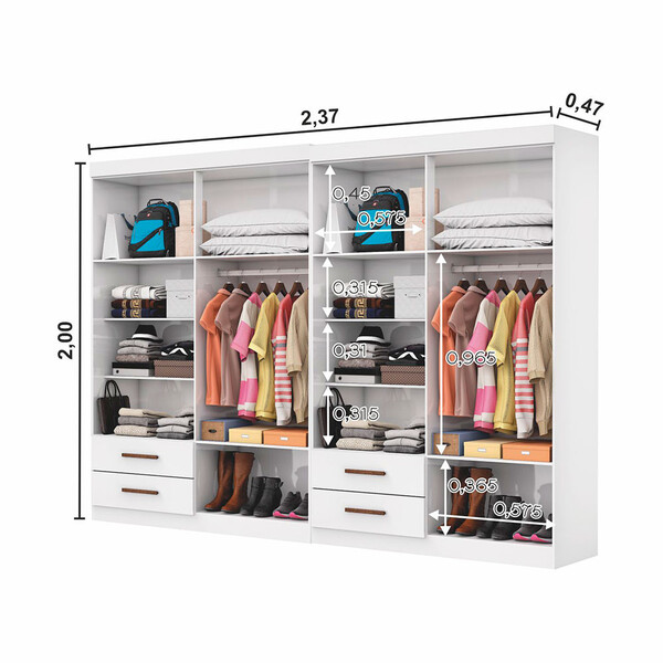 Closet Casal Duplo Lu 8 Portas 4 Gavetas | Leroy Merlin