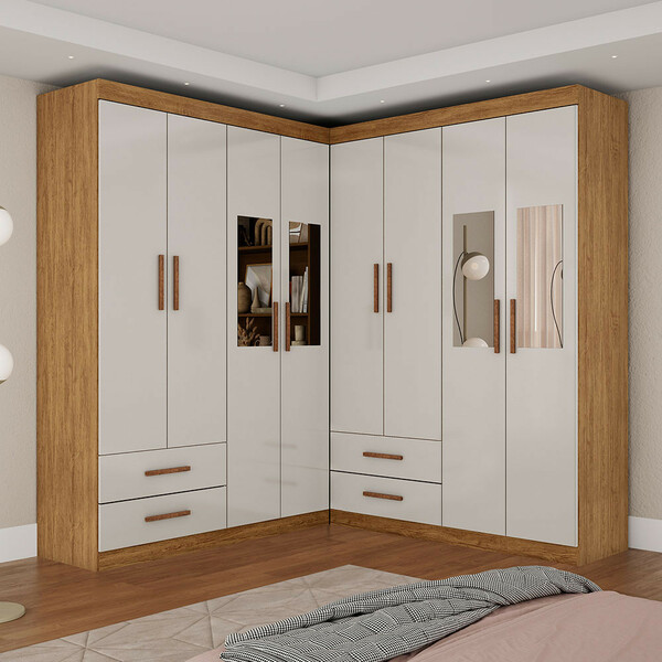 Closet Casal Duplo Lu 8 Portas 4 Gavetas Com Espelho | Leroy Merlin