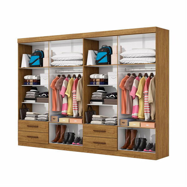 Closet Casal Duplo Lu 8 Portas 4 Gavetas Com Espelho | Leroy Merlin