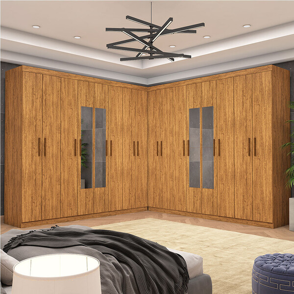 Closet Casal Duplo Rubi Premium 16 Portas Com Espelho 8 Gavet