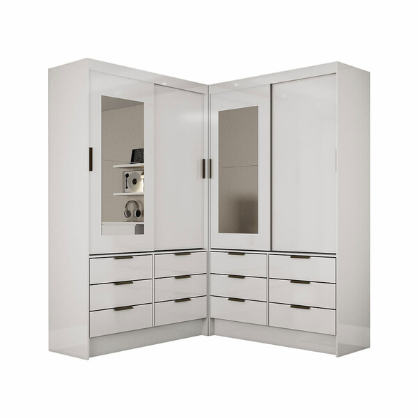 Closet Casal Duplo Sevilha 4 Portas Com Espelho 12 Gavetas Carioca