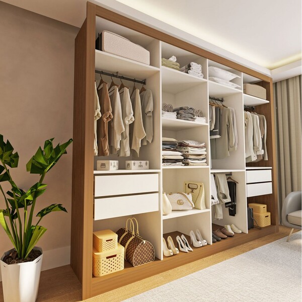 Closet Casal Florença 4 Gavetas Carvalho/branco -  Minastex