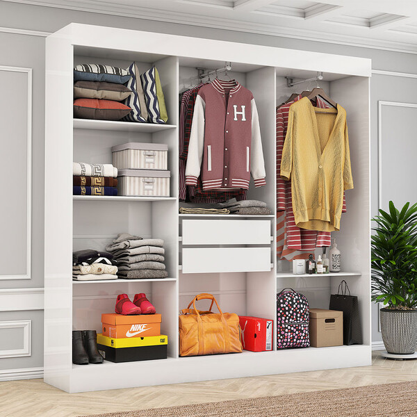 Closet Casal Reis 2 Gavetas 5 Prateleiras Carioca Móveis