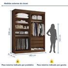 Closet Casal Sem Portas 3 Gavetas Caribe Cacau