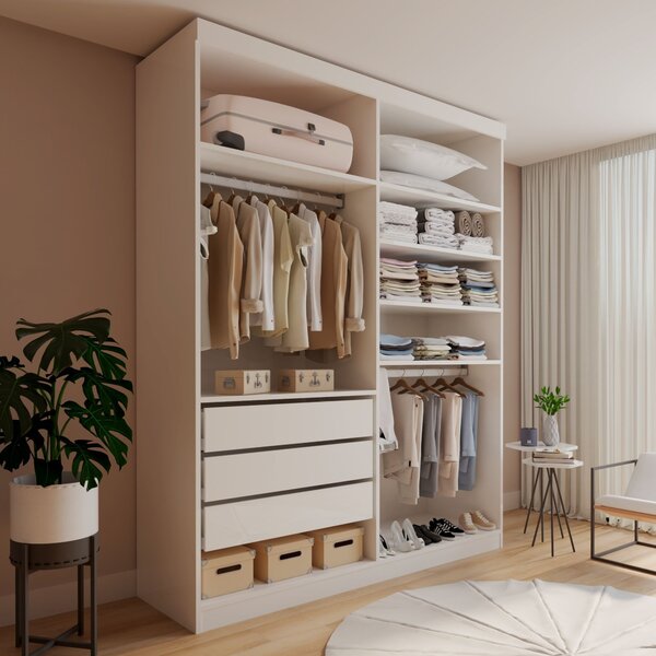 Closet Casal Sem Portas 3 Gavetas Roma Branco
