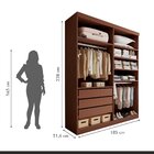 Closet Casal Sem Portas 3 Gavetas Roma Cacau