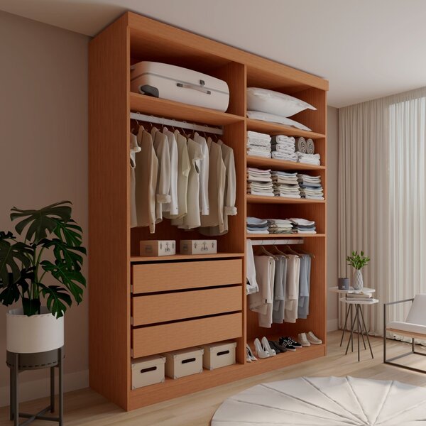 Closet Casal Sem Portas 3 Gavetas Roma Cinamomo