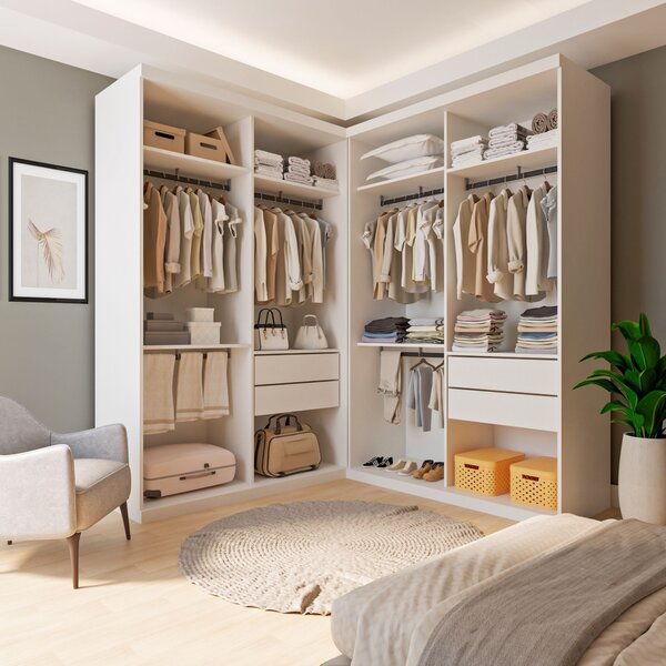 Closet Casal Sem Portas 4 Gavetas Júlia Duo Yescasa Branco