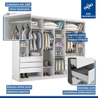 Closet Casal Sem Portas 6 Gavetas Itália Minastex  Branco