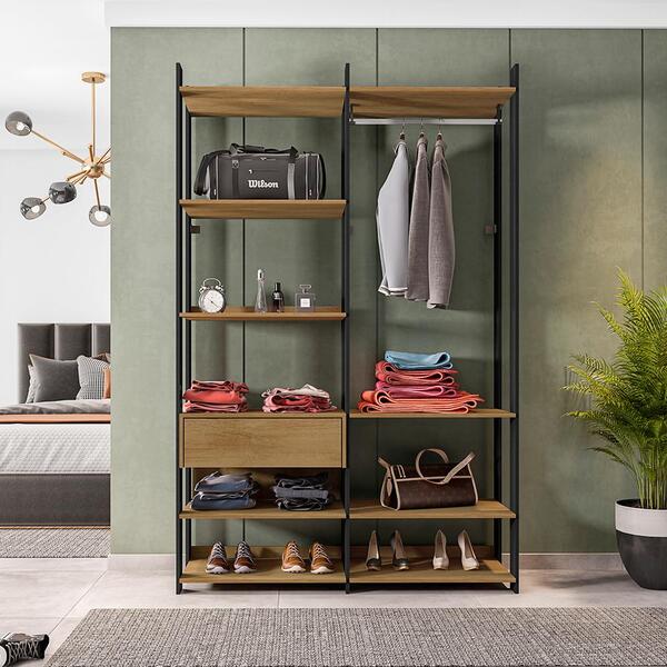 Closet Com 14 Prateleiras Zurique Cinamomo Grafite