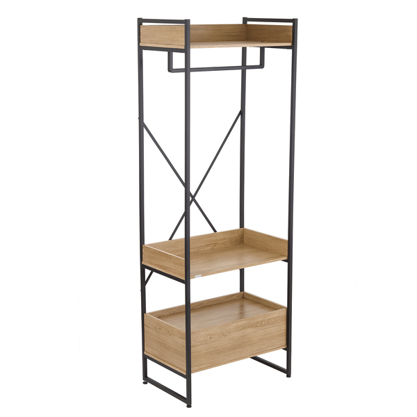 Closet com 1 Gaveta 2 Prateleiras e 1 Cabideiro Freijó e Preto Fosco 2,02m72x45cm Kappesberg