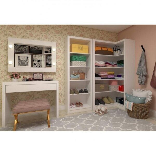 Closet Completo 2 Armários E Penteadeira Com Espelho Camarim