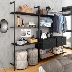 Closet Estilo Industrial Siena 4 Gav Preto Fosco - Móveis Arapongas ...