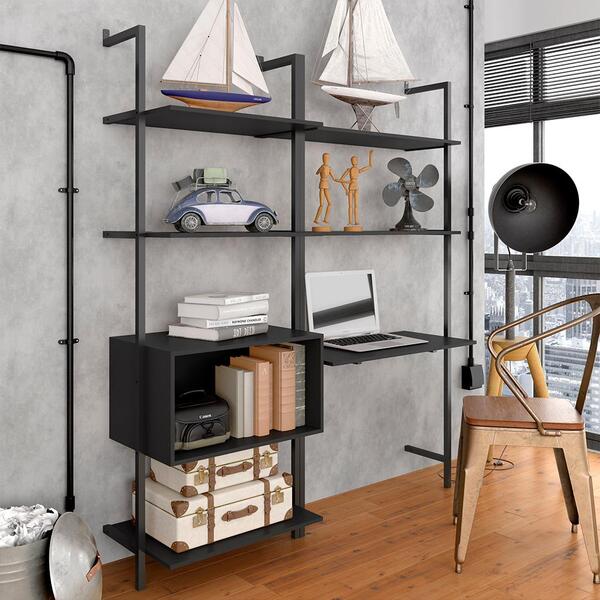 Closet Estilo Industrial Siena C/nicho Preto Fosco - Móveis A