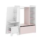 Closet Guarda Roupa Infantil Mimo Com Banquinho - Branco/rosa