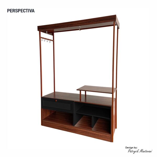 Closet Guarda Roupa Iron 1 Gaveta Imbuia/preto/cobre - Vizzat
