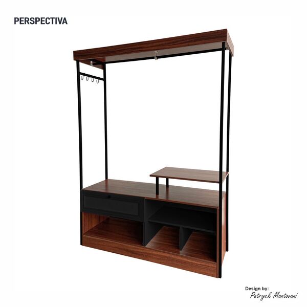 Closet Guarda Roupa Iron 1 Gaveta Imbuia/preto - Vizzato - Ma