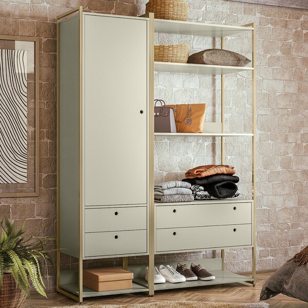 Closet Industrial 1 Porta 4 Gavetas Off White 17520 - Olivar