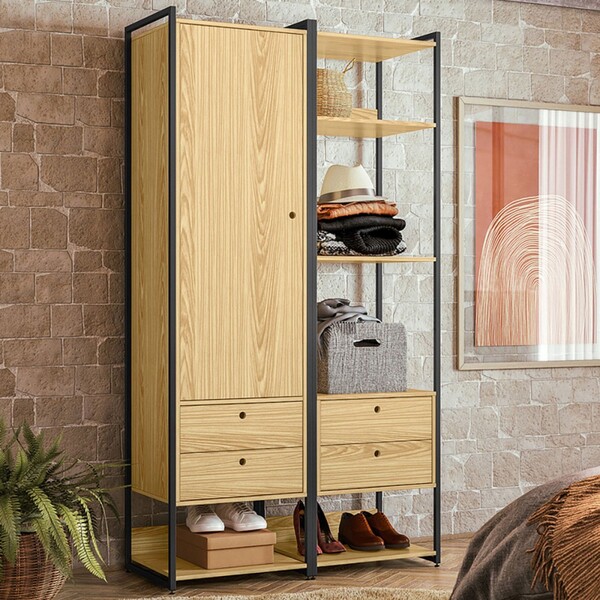 Closet Industrial 1 Porta 4 Gavetas Pinus 17521 - Olivar Móve