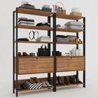 Closet Jade 2 Portas Basculantes 6 Prateleiras Pinho/preto -