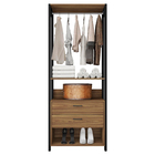 Closet Aberto 2 Gavetas 1,83mx72,8x45,2cm MDP Mel e Preto com Puxador Preto Sky Caemmun